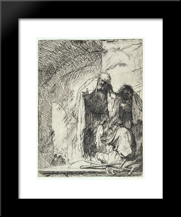 Peter And John At The Gate Of The Temple 20x24 Black Modern Wood Framed Art Print Poster by Rembrandt