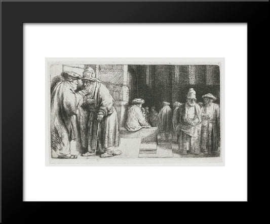 Pharisees In The Temple (Jews In The Synagogue) 20x24 Black Modern Wood Framed Art Print Poster by Rembrandt