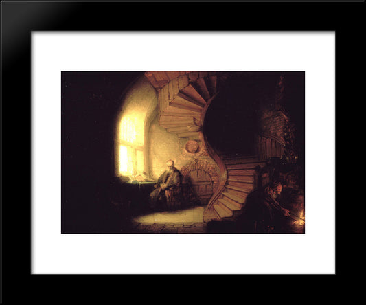 Philosopher In Meditation 20x24 Black Modern Wood Framed Art Print Poster by Rembrandt