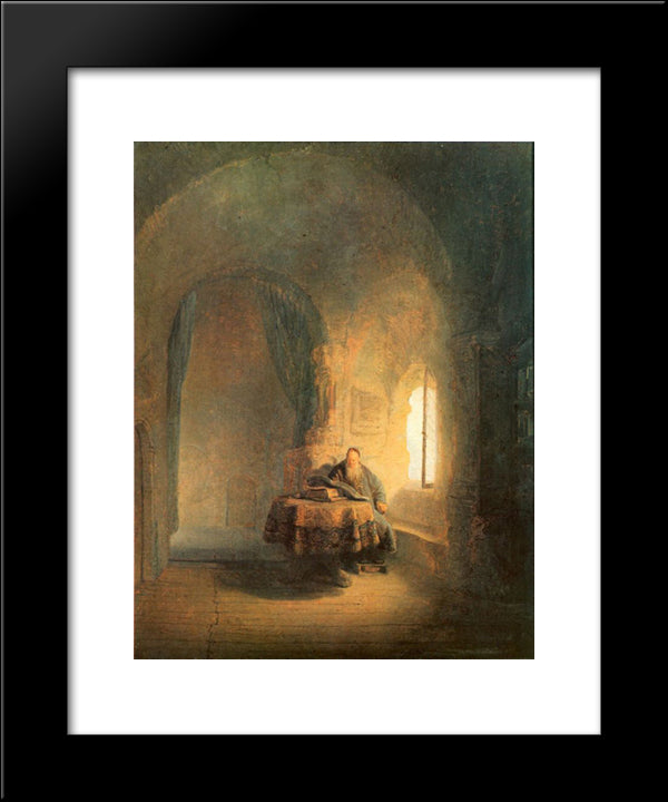 Philosopher Reading 20x24 Black Modern Wood Framed Art Print Poster by Rembrandt