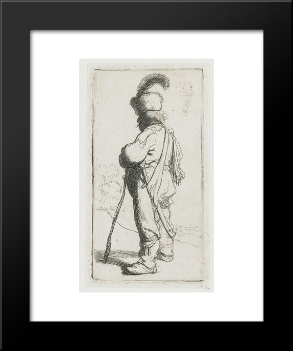 Polander Leaning On A Stick 20x24 Black Modern Wood Framed Art Print Poster by Rembrandt