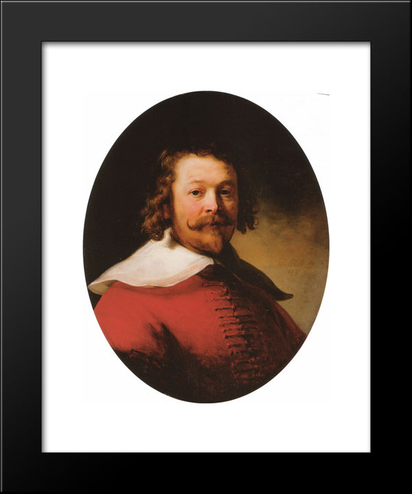 Portrait Of A Bearded Man, Bust Length, In A Red Doublet 20x24 Black Modern Wood Framed Art Print Poster by Rembrandt