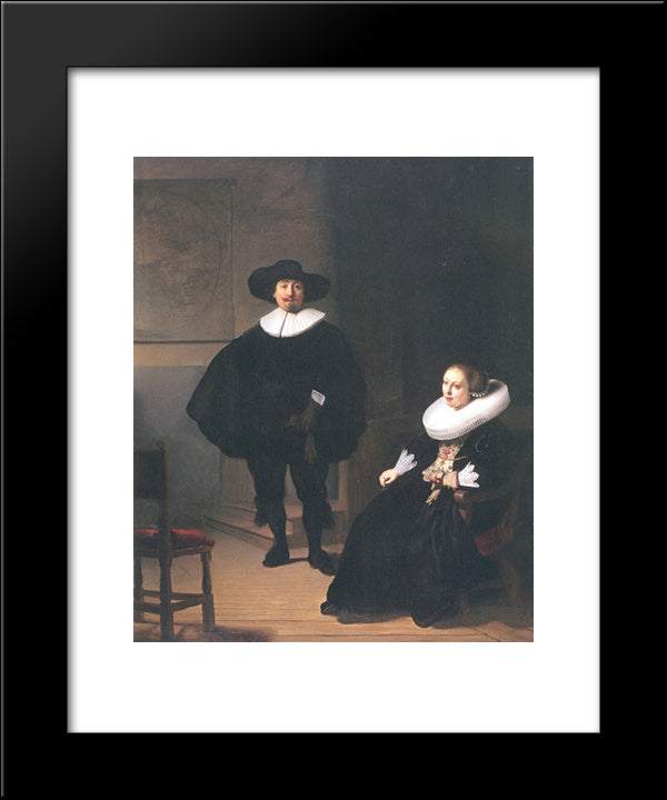 Portrait Of A Couple In An Interior 20x24 Black Modern Wood Framed Art Print Poster by Rembrandt