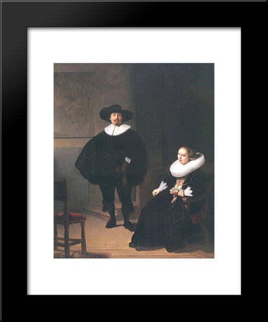 Portrait Of A Couple In An Interior 20x24 Black Modern Wood Framed Art Print Poster by Rembrandt