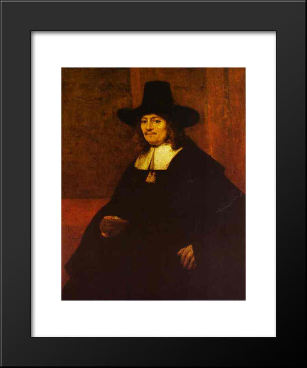 Portrait Of A Man In A Tall Hat 20x24 Black Modern Wood Framed Art Print Poster by Rembrandt