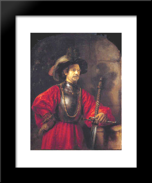 Portrait Of A Man In Military Costume 20x24 Black Modern Wood Framed Art Print Poster by Rembrandt