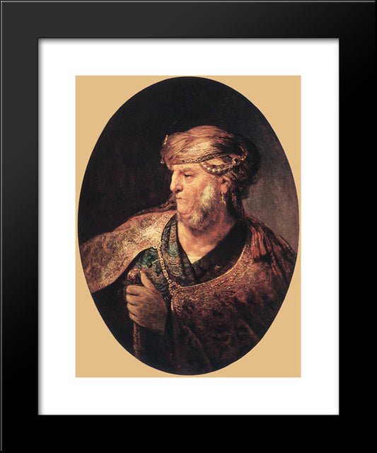 Portrait Of A Man In Oriental Costume 20x24 Black Modern Wood Framed Art Print Poster by Rembrandt