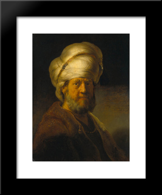 Portrait Of A Man In Oriental Garment 20x24 Black Modern Wood Framed Art Print Poster by Rembrandt