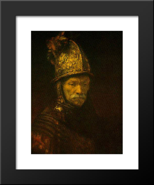 Portrait Of A Man With A Golden Helmet 20x24 Black Modern Wood Framed Art Print Poster by Rembrandt