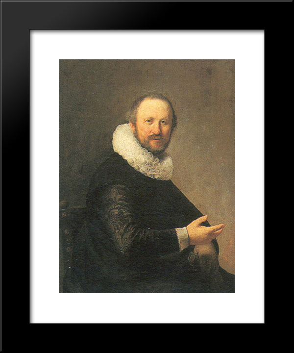 Portrait Of A Seated Man 20x24 Black Modern Wood Framed Art Print Poster by Rembrandt