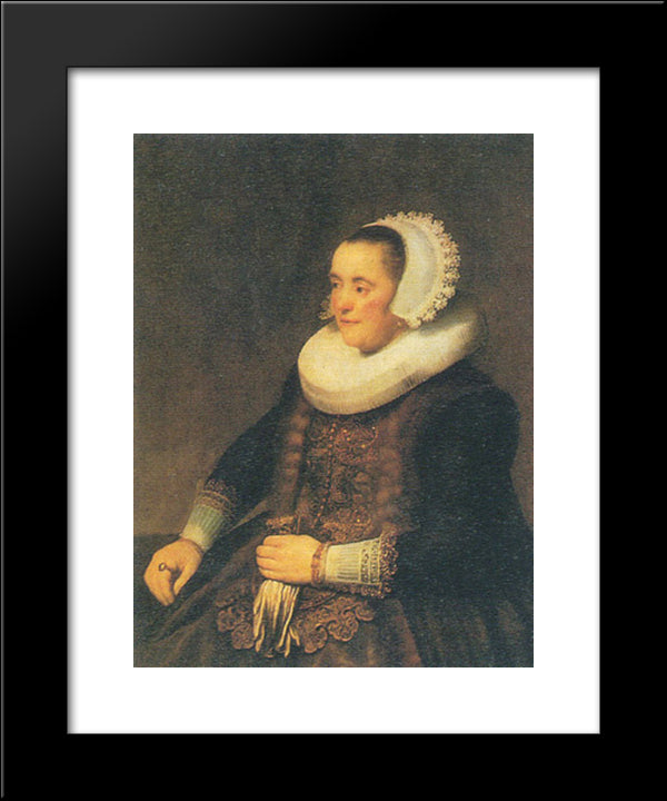 Portrait Of A Seated Woman 20x24 Black Modern Wood Framed Art Print Poster by Rembrandt