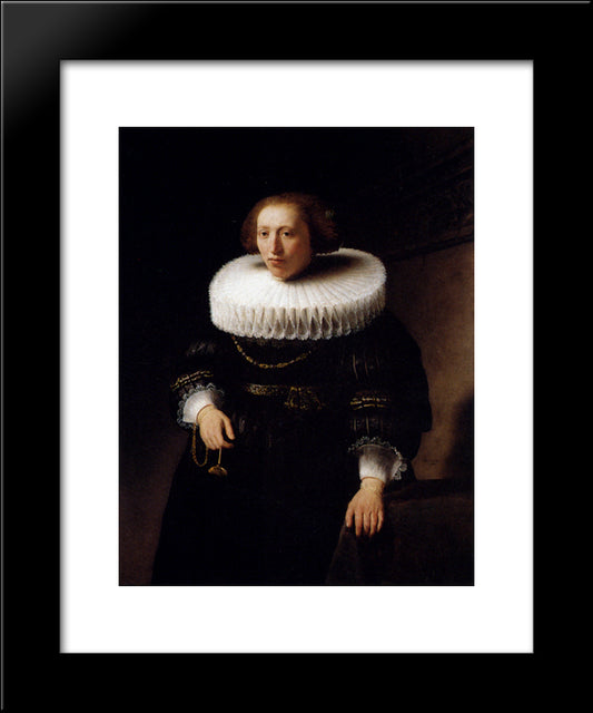 Portrait Of A Woman 20x24 Black Modern Wood Framed Art Print Poster by Rembrandt