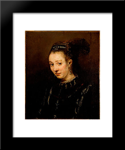 Portrait Of A Young Woman 20x24 Black Modern Wood Framed Art Print Poster by Rembrandt