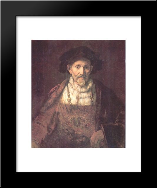 Portrait Of An Old Man In Red 20x24 Black Modern Wood Framed Art Print Poster by Rembrandt