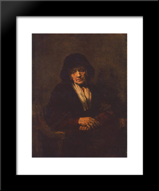 Portrait Of An Old Woman 20x24 Black Modern Wood Framed Art Print Poster by Rembrandt