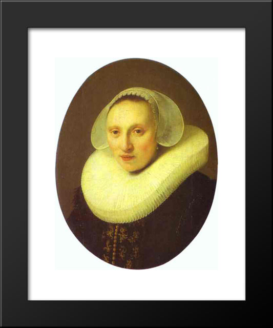 Portrait Of Cornelia Pronck, Wife Of Albert Cuyper, At The Age Of 33 20x24 Black Modern Wood Framed Art Print Poster by Rembrandt