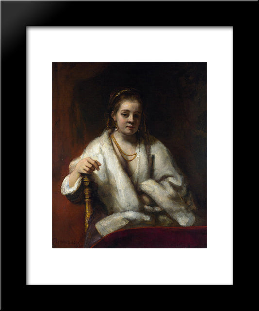 Portrait Of Hendrickje Stoffels 20x24 Black Modern Wood Framed Art Print Poster by Rembrandt