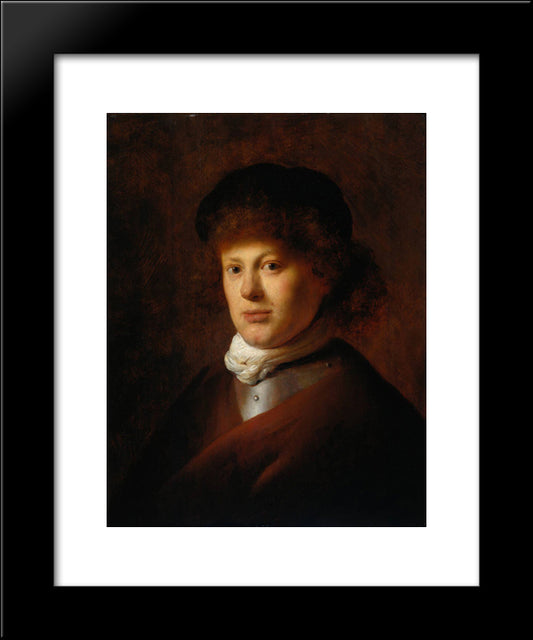 Portrait Of Rembrandt Van Rijn 20x24 Black Modern Wood Framed Art Print Poster by Rembrandt