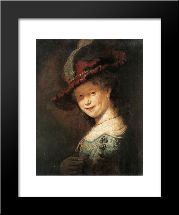 Portrait Of The Young Saskia 20x24 Black Modern Wood Framed Art Print Poster by Rembrandt