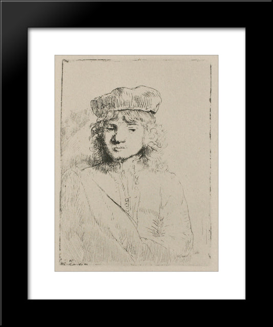 Portrait Of Titus, Rembrandt`S Son 20x24 Black Modern Wood Framed Art Print Poster by Rembrandt