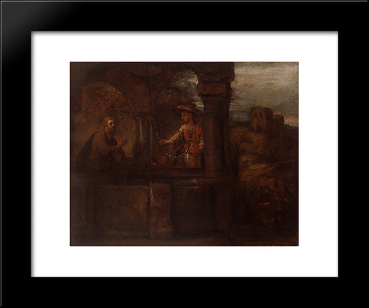 Rembrandt Christ And The Woman Of Samaria 20x24 Black Modern Wood Framed Art Print Poster by Rembrandt