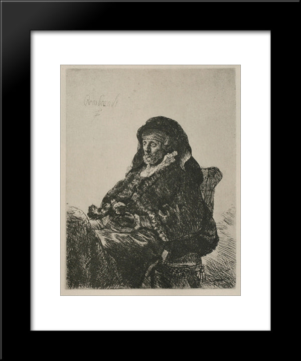 Rembrandt`S Mother In A Widow`S Dress 20x24 Black Modern Wood Framed Art Print Poster by Rembrandt