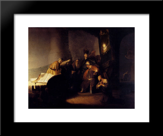 Repentant Judas Returning The Pieces Of Silver 20x24 Black Modern Wood Framed Art Print Poster by Rembrandt