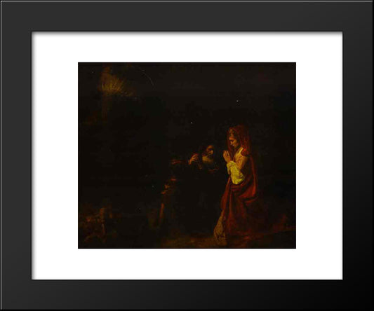 Sacrifice Of Manoah 20x24 Black Modern Wood Framed Art Print Poster by Rembrandt