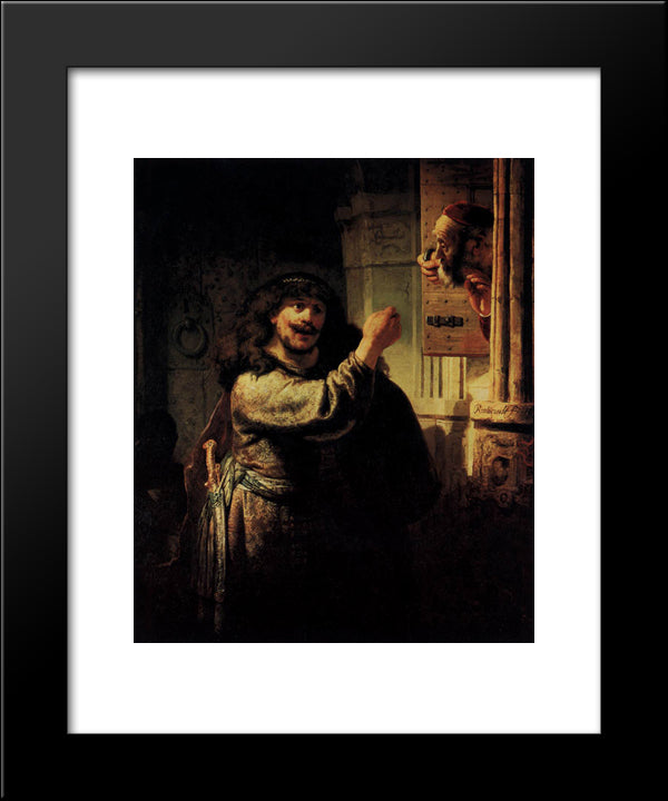 Samson Accusing His Father In Law 20x24 Black Modern Wood Framed Art Print Poster by Rembrandt