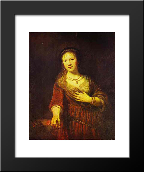 Saskia At Her Toilet 20x24 Black Modern Wood Framed Art Print Poster by Rembrandt