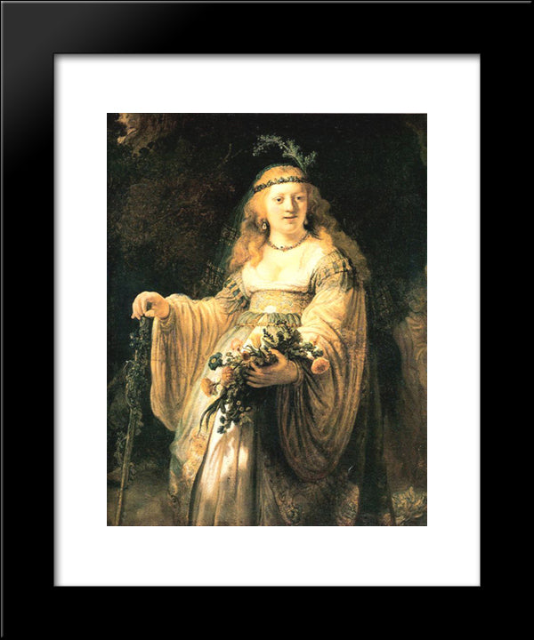 Saskia Van Uylenburgh In Arcadian Costume 20x24 Black Modern Wood Framed Art Print Poster by Rembrandt