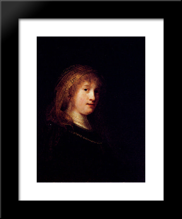 Saskia Wearing A Veil 20x24 Black Modern Wood Framed Art Print Poster by Rembrandt