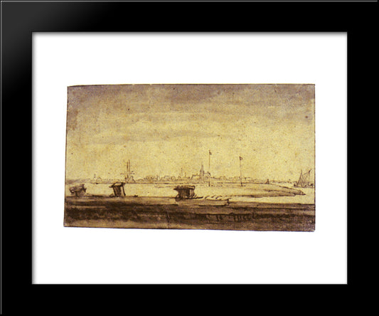 Schellingwou Seen From The Diemerdijk 20x24 Black Modern Wood Framed Art Print Poster by Rembrandt