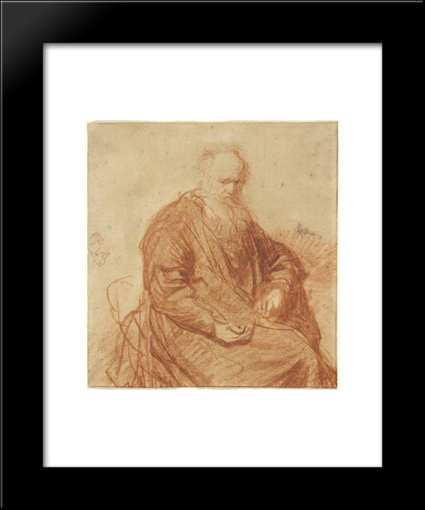 Seated Old Man 20x24 Black Modern Wood Framed Art Print Poster by Rembrandt