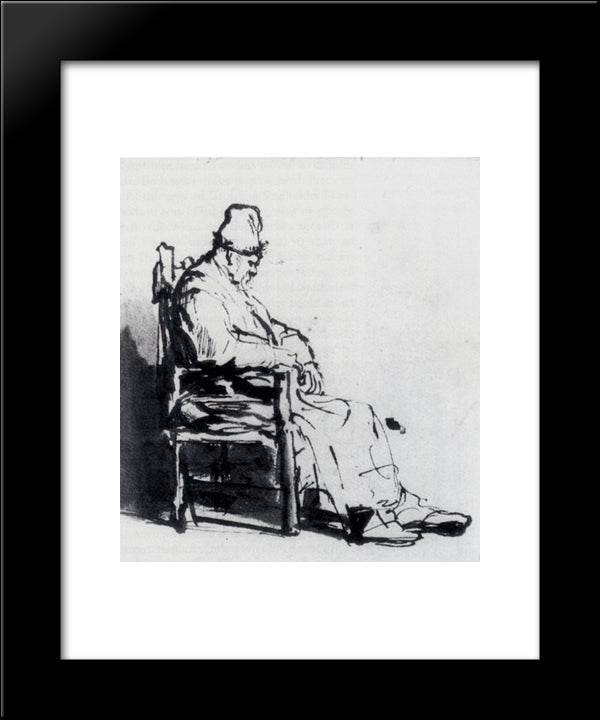 Seated Old Man (Possibly Rembrandt`S Father) 20x24 Black Modern Wood Framed Art Print Poster by Rembrandt