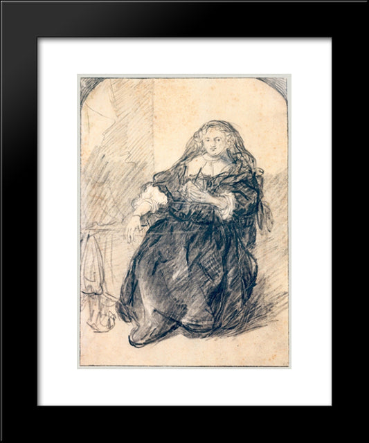 Seated Saskia With A Letter In Her Left Hand 20x24 Black Modern Wood Framed Art Print Poster by Rembrandt