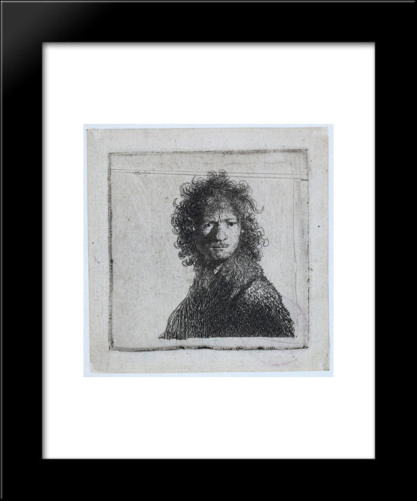 Self-Portrait, Frowning 20x24 Black Modern Wood Framed Art Print Poster by Rembrandt