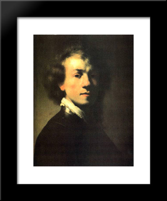 Self-Portrait 20x24 Black Modern Wood Framed Art Print Poster by Rembrandt