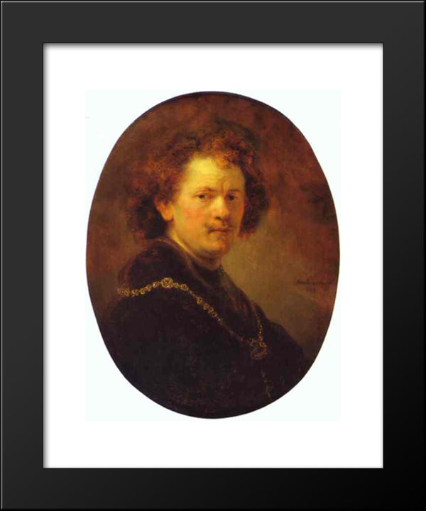 Self-Portrait Bareheaded 20x24 Black Modern Wood Framed Art Print Poster by Rembrandt