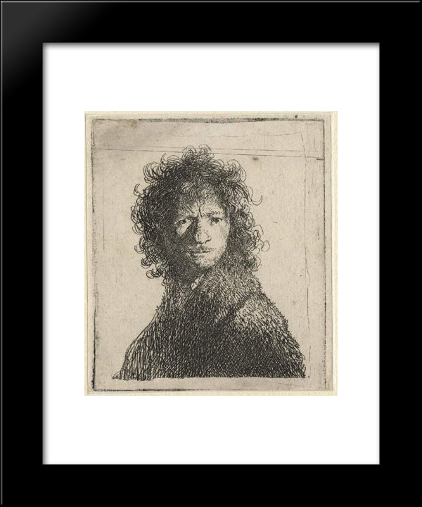 Self-Portrait Frowning Bust 20x24 Black Modern Wood Framed Art Print Poster by Rembrandt