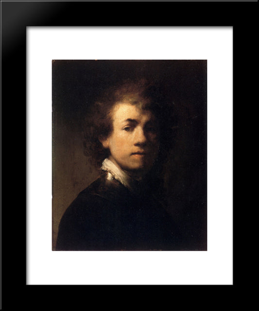 Self-Portrait In A Gorget 20x24 Black Modern Wood Framed Art Print Poster by Rembrandt