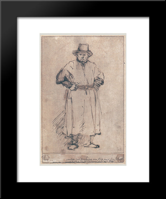 Self-Portrait In Studio Attire 20x24 Black Modern Wood Framed Art Print Poster by Rembrandt