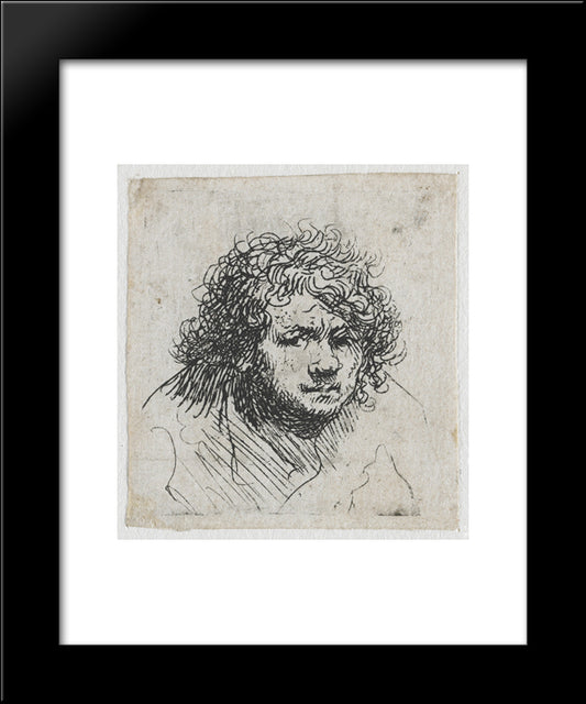 Self-Portrait Leaning Forward Bust 20x24 Black Modern Wood Framed Art Print Poster by Rembrandt