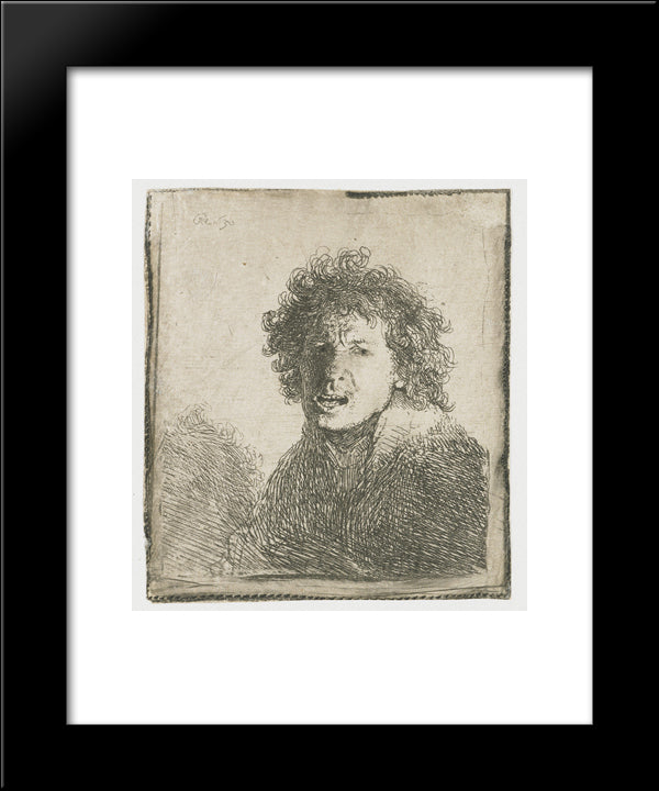 Self-Portrait Open Mouthed 20x24 Black Modern Wood Framed Art Print Poster by Rembrandt