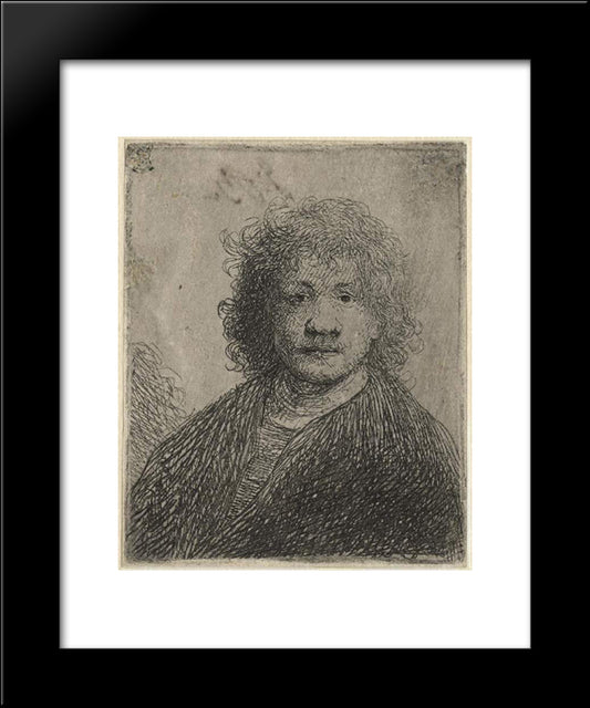 Self-Portrait With A Broad Nose 20x24 Black Modern Wood Framed Art Print Poster by Rembrandt