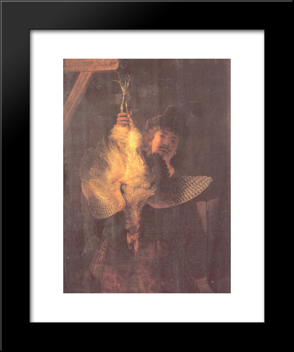 Self-Portrait With Bittern 20x24 Black Modern Wood Framed Art Print Poster by Rembrandt