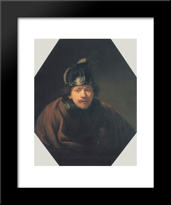 Self-Portrait With Helmet 20x24 Black Modern Wood Framed Art Print Poster by Rembrandt