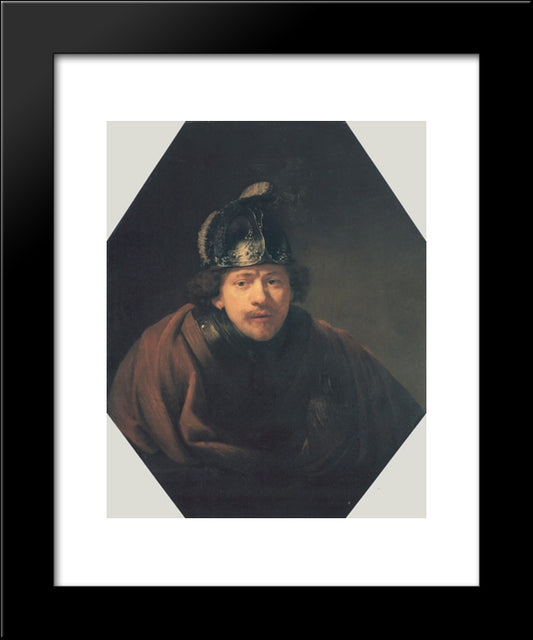 Self-Portrait With Helmet 20x24 Black Modern Wood Framed Art Print Poster by Rembrandt