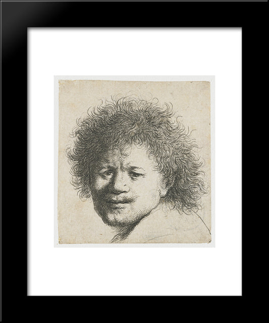 Self-Portrait With Long Bushy Hair 20x24 Black Modern Wood Framed Art Print Poster by Rembrandt