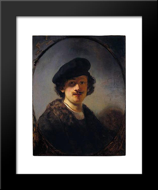 Self-Portrait With Shaded Eyes 20x24 Black Modern Wood Framed Art Print Poster by Rembrandt